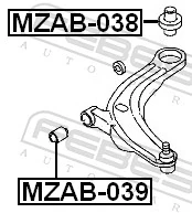 MZAB038 Febest Silentblock de brazo de suspensión delantero inferior