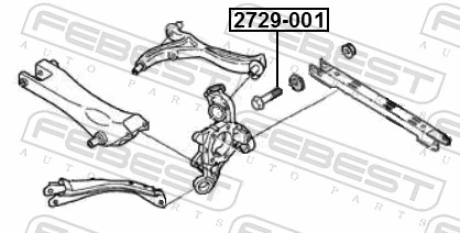 2729001 Febest Perno de fijación del brazo de suspensión delantero superior