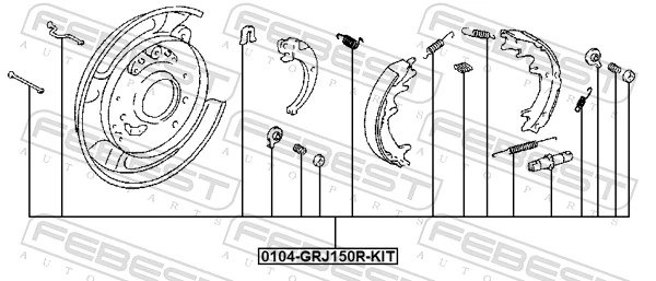 0104GRJ150RKIT Febest Kit de montaje de zapatas de freno traseras