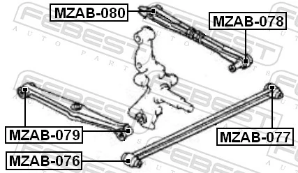 MZAB077 Febest Buje trasero del brazo longitudinal trasero