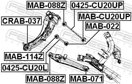 CRAB037 Febest Buje delantero del brazo longitudinal trasero
