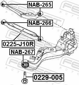 0229005 Febest Perno de brazo longitudinal trasero (de alineación)