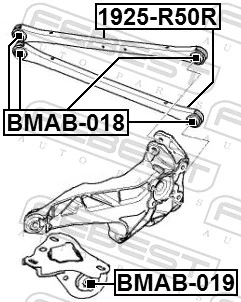 1925R50R Febest Brazo transversal de suspensión trasera