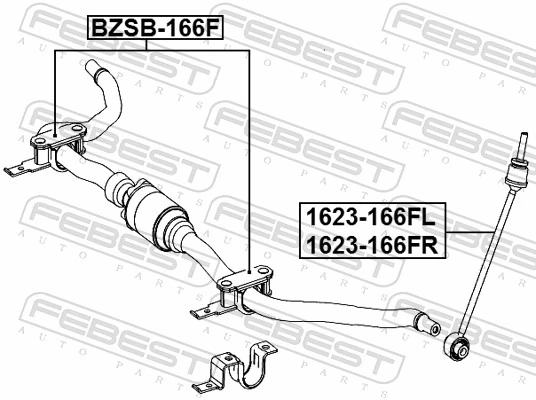 BZSB166F Febest Buje de barra estabilizadora delantera