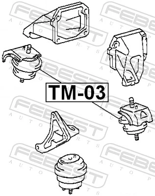 TM03 Febest Soporte elástico, suspensión del motor, Izquierda / Derecha
