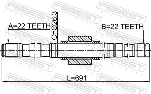 0212E11MT16L Febest Semieje delantero derecho