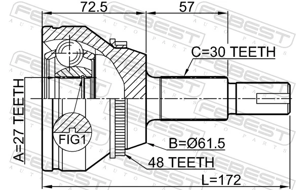 0110GSL20A48 Febest Junta homocinética