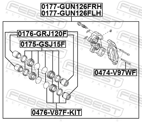 0177GUN126FLH Febest Pinza de freno delantera izquierda