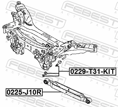 0229T31KIT Febest Perno interior del brazo de caída trasero