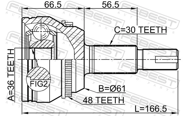 0110GSX30A48 Febest Junta homocinética exterior trasera