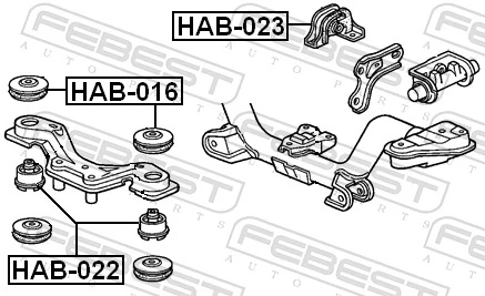 HAB016 Febest Silentblock superior delantero del soporte del diferencial trasero