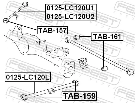 TAB159 Febest Buje del brazo longitudinal inferior trasero