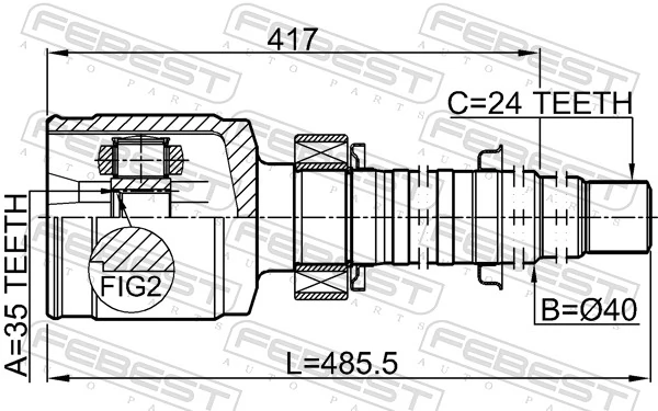 0111GSX30RH Febest Junta homocinética interna delantera