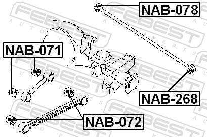 NAB072 Febest Buje del brazo longitudinal inferior trasero