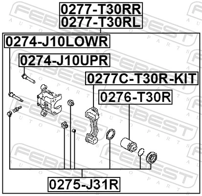 0277CT30RKIT Febest Soporte de la pinza de freno trasera