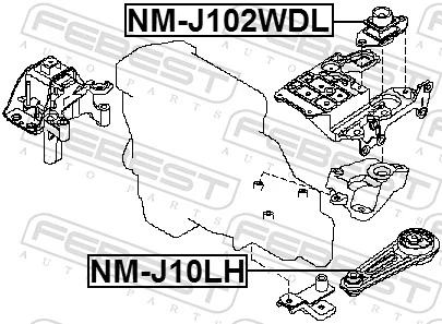 NMJ102WDL Febest Soporte de motor izquierdo