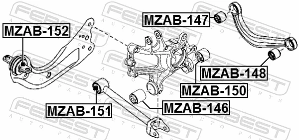 MZAB152 Febest Buje delantero del brazo longitudinal trasero