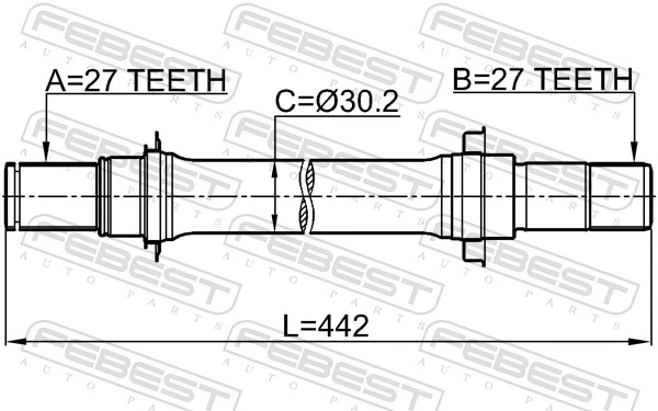 0312CL7ATRH Febest Árbol de transmisión intermedio