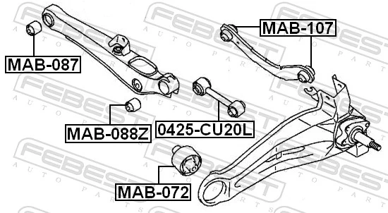 MAB107 Febest Silentblock del brazo superior de suspensión trasera