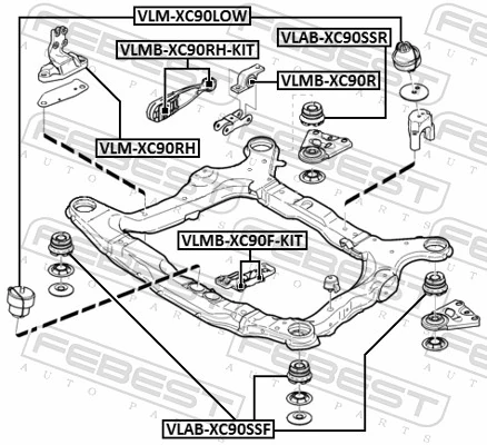 VLMBXC90FKIT Febest Soporte delantero derecho del motor