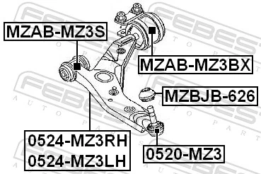 MZABMZ3BX Febest Silentblock de brazo de suspensión delantero inferior