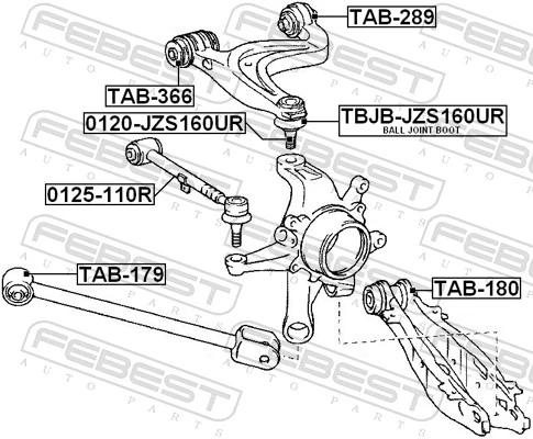 TAB366 Febest Silentblock del brazo superior de suspensión trasera