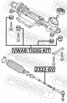 VWABTIGSGKIT Febest Silentblock de montaje de la cremallera de dirección