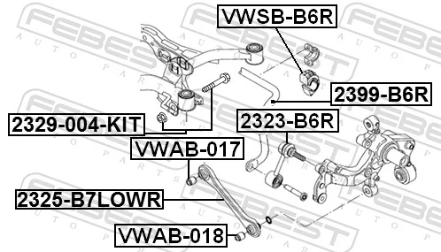 2329004KIT Febest Perno interior del brazo de caída trasero