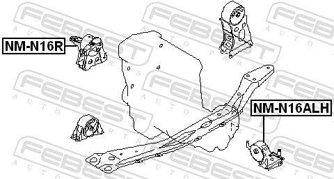 NMN16R Febest Soporte de motor derecho