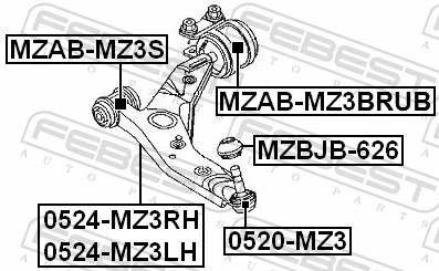 MZABMZ3BRUB Febest Silentblock de brazo de suspensión delantero inferior