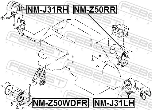 Soportes de motor delantero para Nissan Murano  Z50