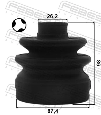 1215CM10T Febest Fuelle, junta homocinética interna izquierda del semieje delantero