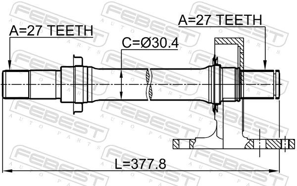 0312CRVATRH Febest Árbol de transmisión intermedio