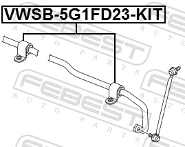 VWSB5G1FD23KIT Febest Buje de barra estabilizadora delantera