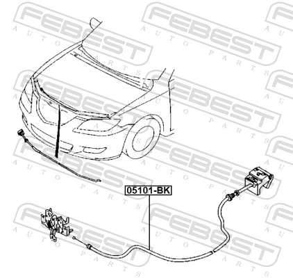 05101BK Febest Cable de capó del motor