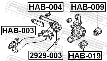 2929003 Febest Perno de fijación interior del brazo oscilante inferior trasero
