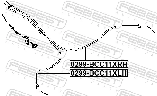 0299BCC11XLH Febest Cable de freno de mano trasero izquierdo
