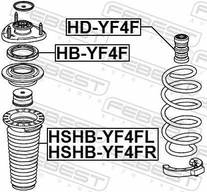 HBYF4F Febest Rodamiento, copela amortiguador delantero