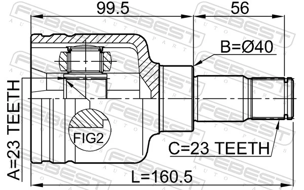 2111CB316LH Febest Junta homocinética interna delantera izquierda