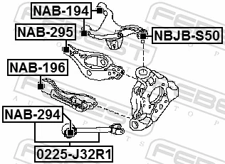 NAB295 Febest Buje del brazo inferior trasero