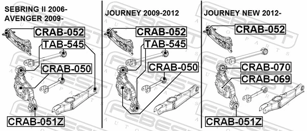 CRAB052 Febest Buje delantero del brazo longitudinal trasero