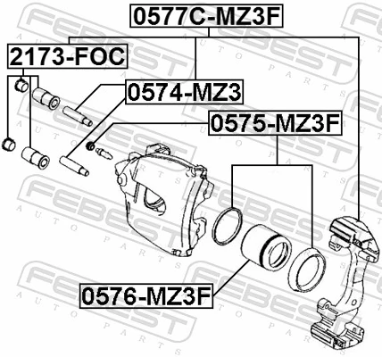 0576MZ3F Febest Émbolo de la pinza de freno delantera