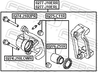 0277J10ERR Febest Pinza de freno trasera derecha