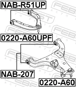 0220A60UPF Febest Rótula de suspensión superior