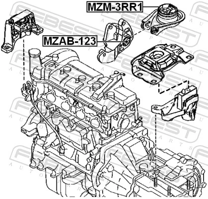 MZAB123 Febest Silentblock del soporte trasero del motor