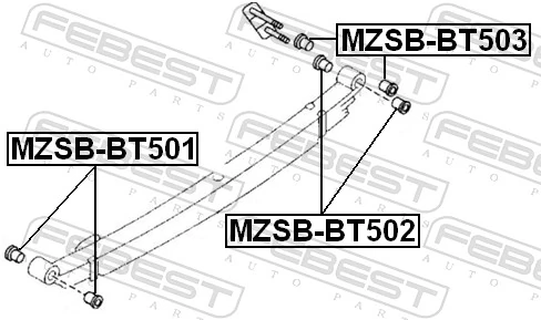 MZSBBT501 Febest Silentblock delantero de ballesta trasera