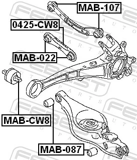 MAB022 Febest Silentblock de brazo transversal de suspensión trasera