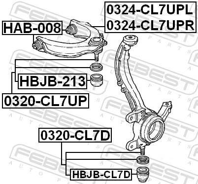 0320CL7UP Febest Rótula de suspensión superior