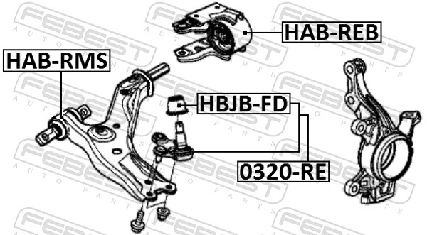 HABRMS Febest Silentblock de brazo de suspensión delantero inferior