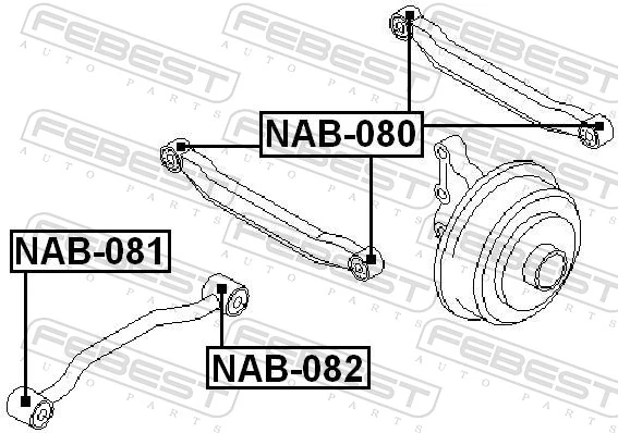 NAB082 Febest Buje trasero del brazo longitudinal trasero